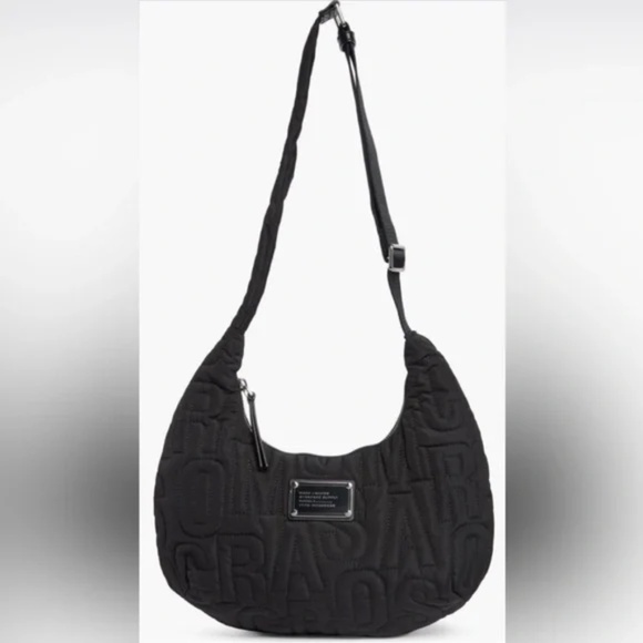NWT Marc Jacobs Jumbled Logo Workwear Nylon Shoulder Bag - Black - Picture 1 of 6